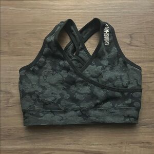 Gymshark Women's Camouflage Sports Bra - Dark Green